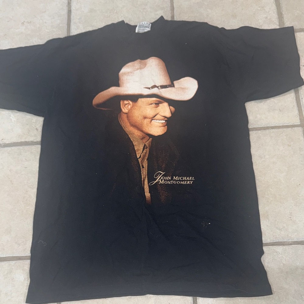 Vintage John Michael Montgomery 1996 Black T Shirt Country Music Tour - Picture 1 of 5